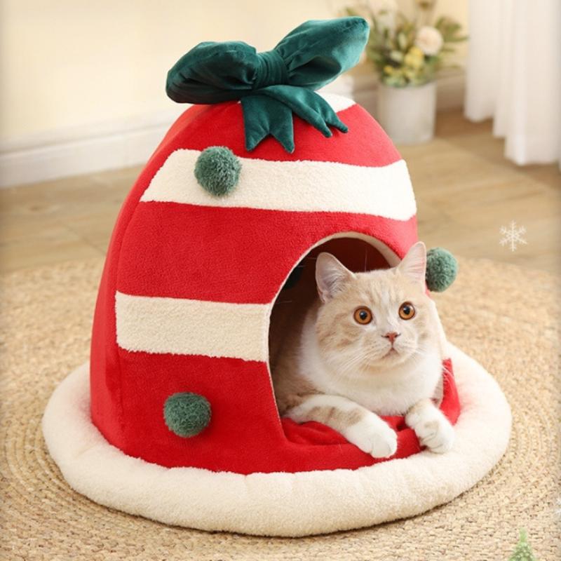 Christmas Cute Pet Winter Warm Pet Nest All Seasons Cat House Arctic Velvet Thickened Plush Cat Nest Mat