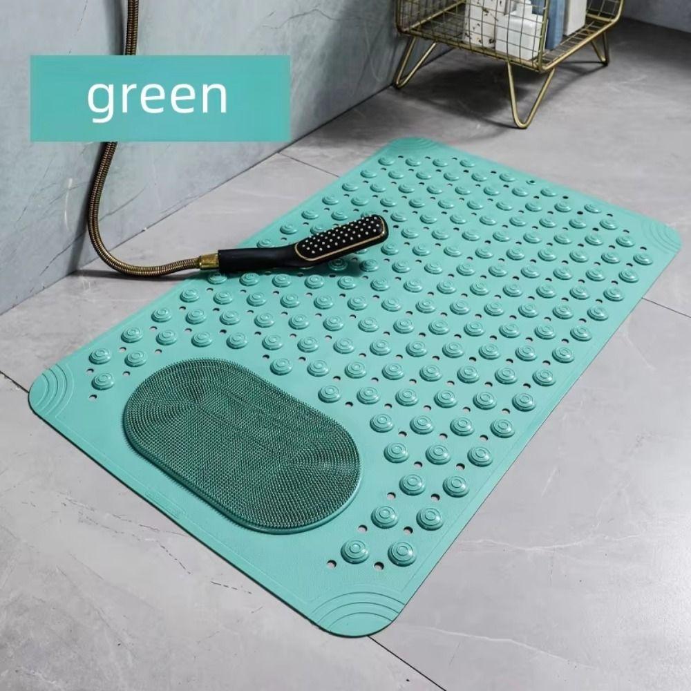 Rectangular Non-Slip Floor Mat Draining Hole Shower Foot Scrubber Foot Massage Pad  Bathtub
