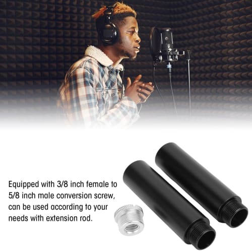 Microphone Stand Extensions, 2-Piece Microphone Stand Extension Tube with Metal Microphone Stand Adapter for Desk and Arm Stands, 5/8" Female To 5/8