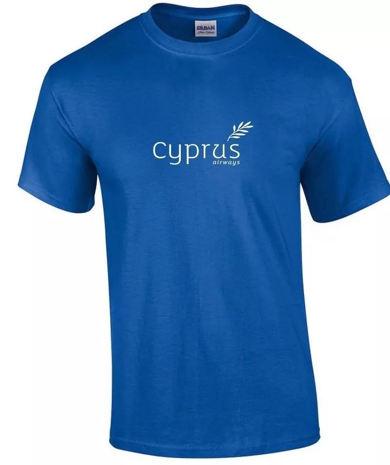 Cyprus Airways White Logo Airline Royal Blue Cotton T-Shirt M
