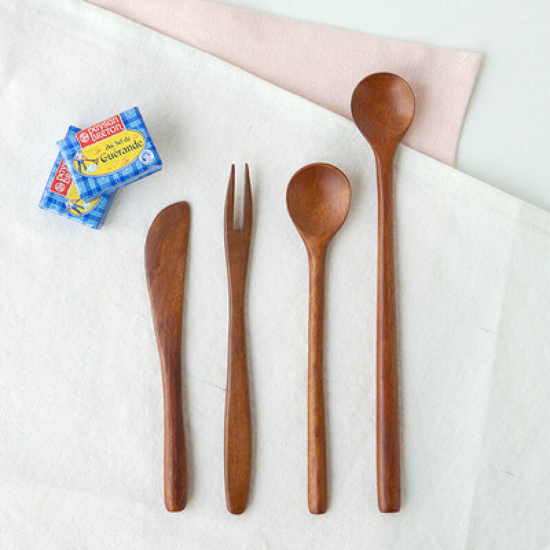 Nicott Wood Teaspoon Tea Fork Butter Knife Long Spoon teaspoon