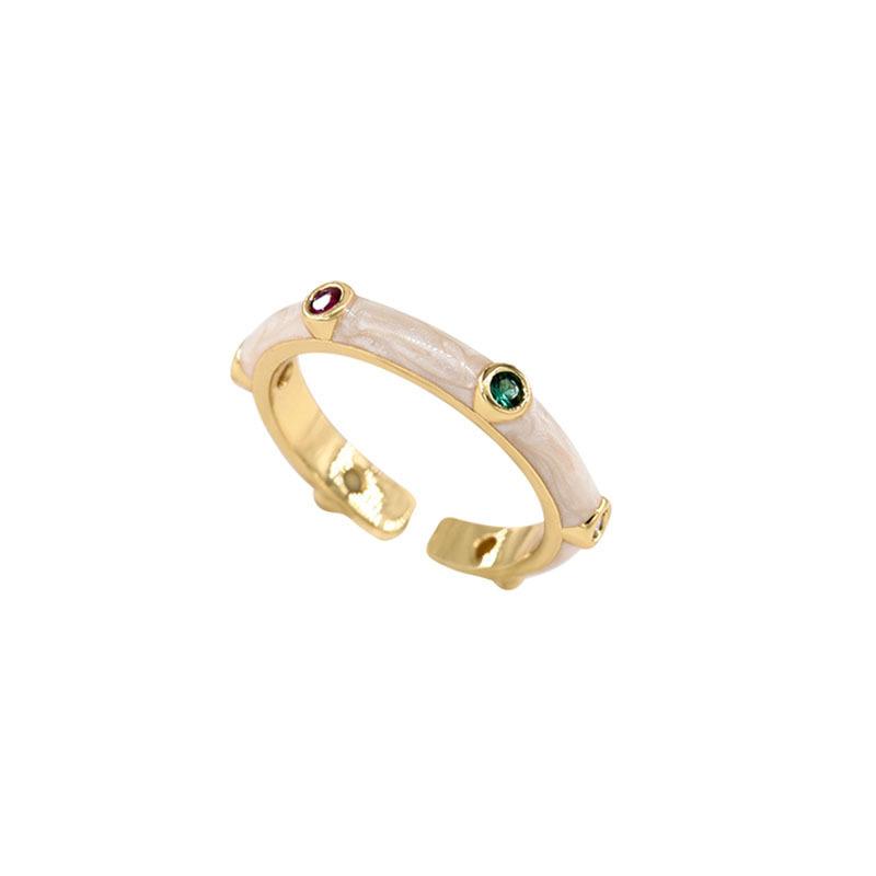 Inel Trendy Ajustabil din Cupru Pentru Femei cu Culori și Stil Geometric Șic