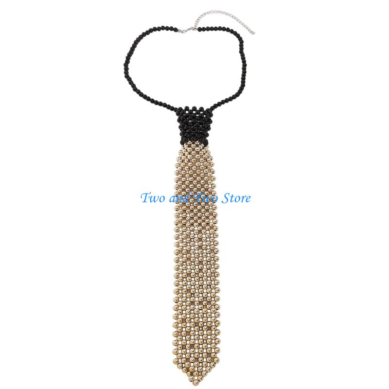 HX6F Schimmernde Perlen Choker-Halskette Luxuriöse Perlen-Krawatte für Damen für Hochzeit und Brautjungfern Schmuck