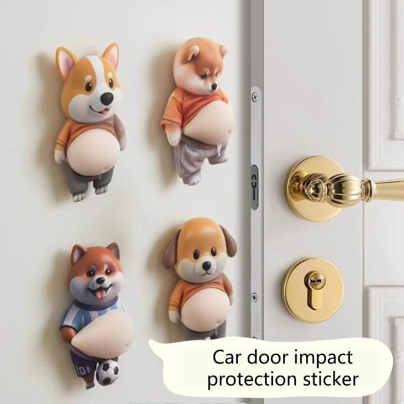 Pressure Relieving 3D Adhesive Dog Sticker Shiba Inu Design Suitable for Preventing Car Door Collisions Home Decoration