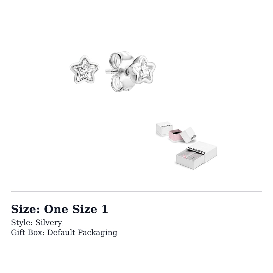Pandora 925 Sterling Silver Synthetic Cubic Zirconia Earrings Women's Silver 290597CZ