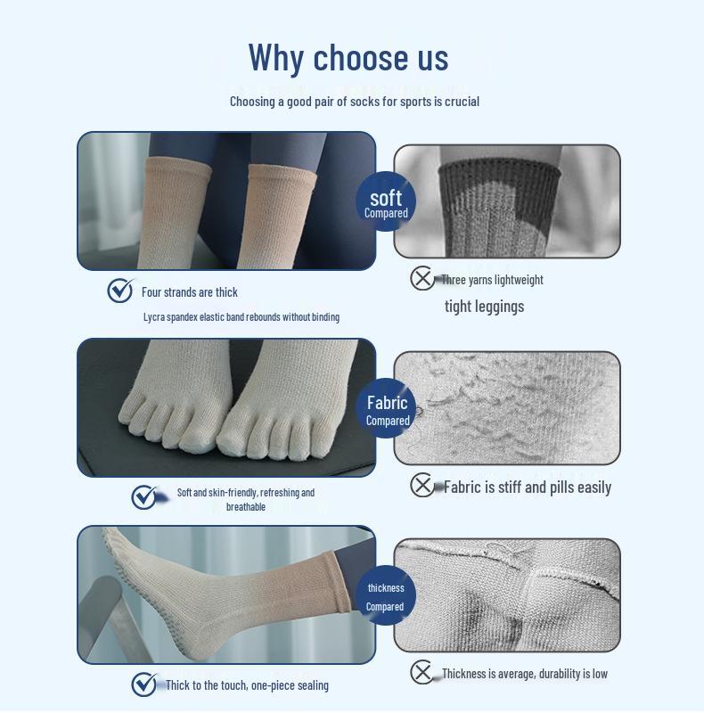 Verlaufende Rutschfeste Wadenlange Zehenspreizer Yoga Socken - Herbst/Winter Schweißabsorbierend Sportlicher Stil.