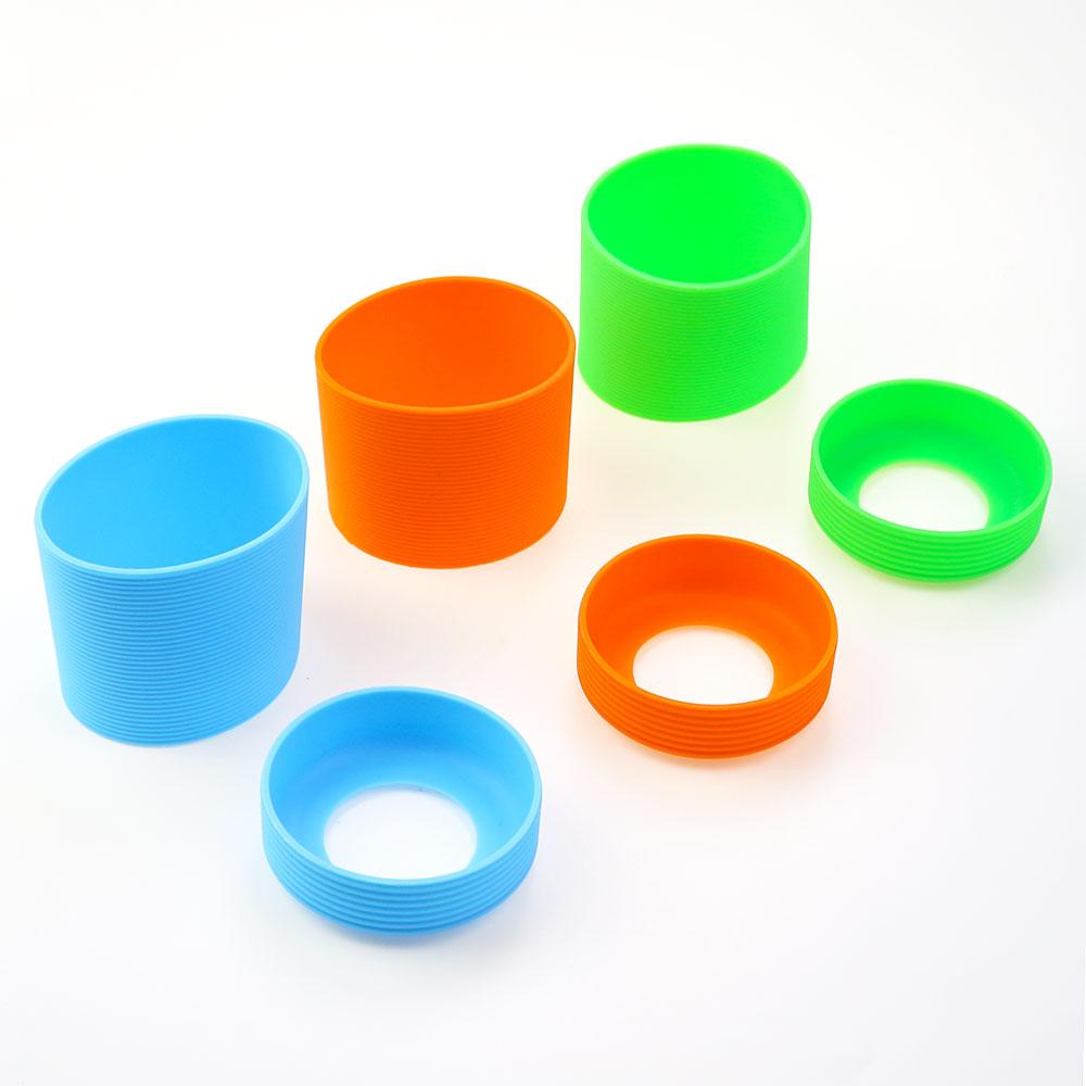 Silicone World 2pcs/set 6.5CM Silicone Cup Cover Stripes Heat Insulated For Glass Cup Sleeve 65MM Silicone Cup Bottom Cover