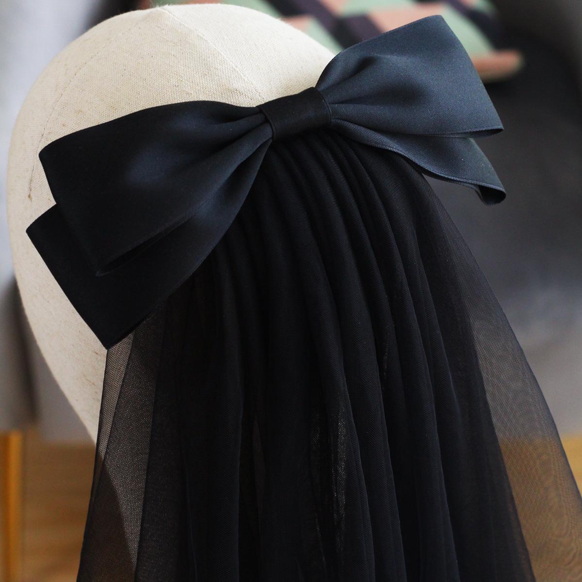 

V848 Vintage White Bridal Veil with Super Fairy Bowknot - Double Layer Mori Style for Wedding Photos 60cm-80cm