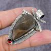 Natural Boulder Opal, Garnet Handmade 925 Sterling Silver Pendant 2.22" P9H85
