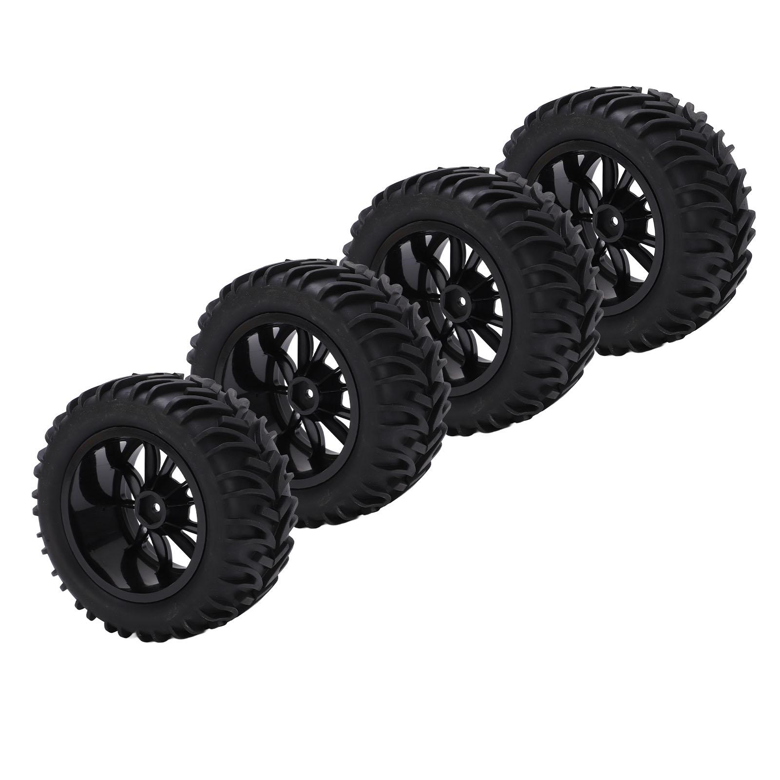 

4PCS RC Plastic Wheel Rim Rubber Tires with 10 Spoke Set for Monster Trunk 1 8 1 10 RC Car