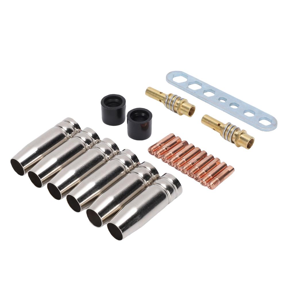 21Pcs Welding Gun Accessory Kit Brass 0.8mm Contacting Tip Gas Nozzle Gas Diffuser Set for MB15 15AK MIG MAG Welding Gun