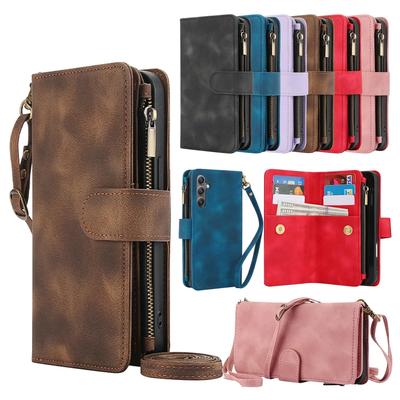 Reißverschluss Portemonnaie Hülle Für Für Samsung Galaxy S26 S25 Ultra S24 FE S23 Plus A55 A54 A53 A35 A34 A15 A14 A13 4G 5G Leder Handyhülle