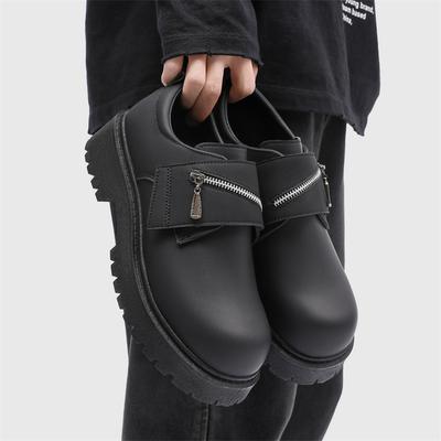 Shoes Autumn British Retro Casual Leather Shoes Youth Sports Platform Heightening Black Big Head Derby Shoes