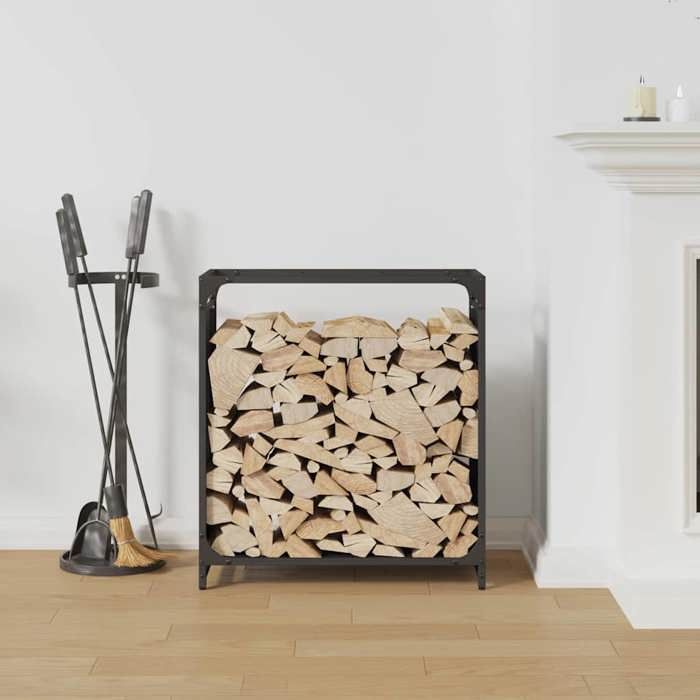 VidaXL Portant de bois chauffage noir 60x28x65 cm, support à bûches de cheminée, support à bûches, support à bûches, 864199