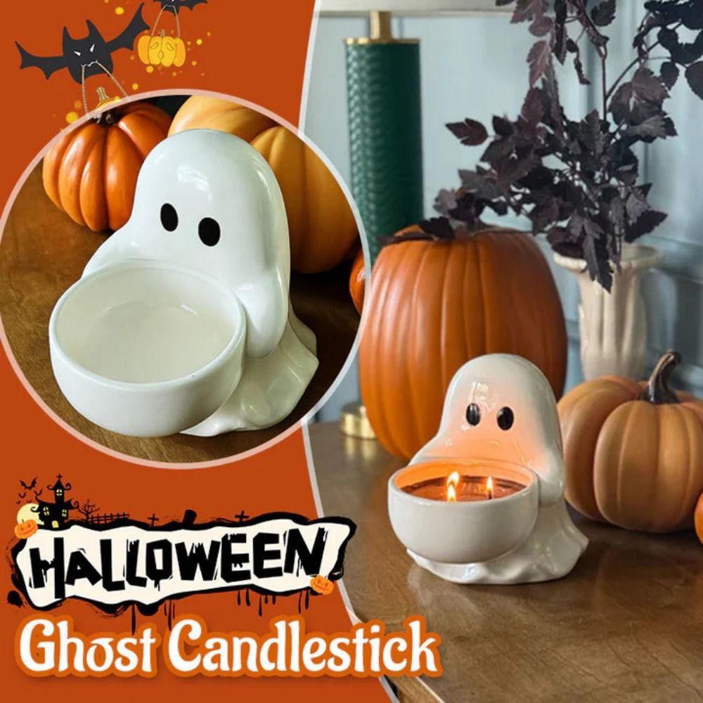 Gothic Halloween Ghost Candle Holder Resin Ghost Figurine Candle Holder  Fireplace