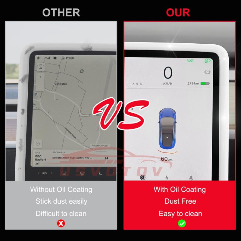 Für Tesla Model 3 / Y Silikon Schutzrahmen Kantenabdeckung Mittelkonsolen-Display Navigationsbildschirm Schutzfolie Autozubehör