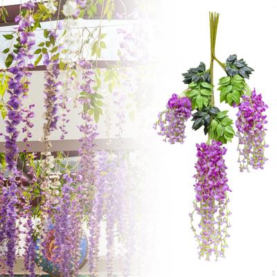 12 Pack Artificial Fake Wisteria Vine Rattan Hanging Garland, Silk Flowers String, Home Party