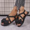 Cloth Sandals Women's Summer New Soft-soled Bow Flat Heel One-word Sandals Fashion Wear Sweet Sandals