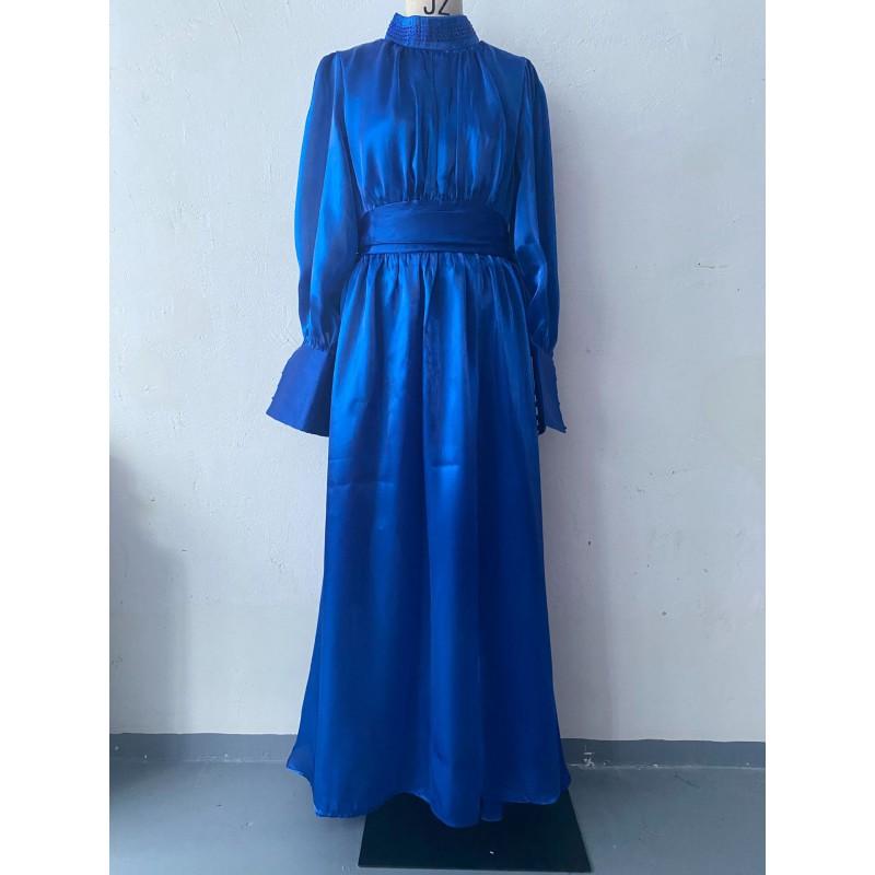 Womens Fashion Evening Dress Slim Waist Long Sleeve A-Line With Rhinestones