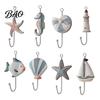 Sturdy Coat Hooks Wooden Wall Hook, Mediterranean Style Decorative Hanger Durable for Home Decor Keys Umbrellas Scarves Small Object Hook