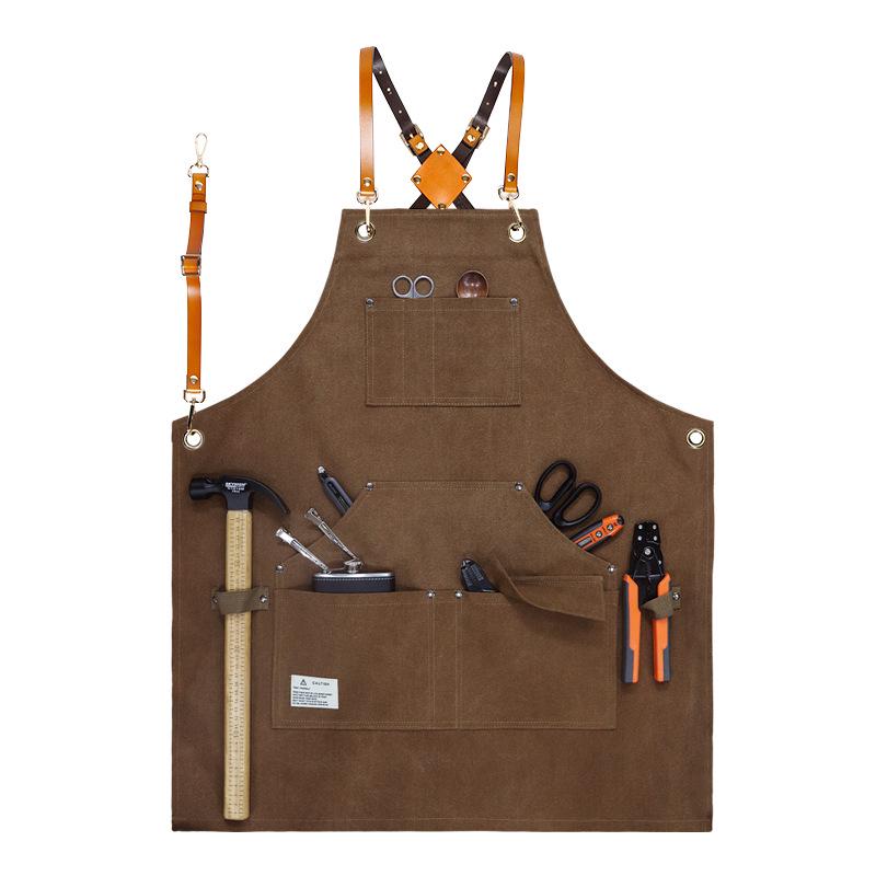 Thick Canvas Multi-Pocket Tool Apron with Custom Logo for Auto Repair & Woodworking