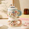 Cute cartoon animal graffiti wind mug household creative ceramic cup souvenir opening birthday water cup gift