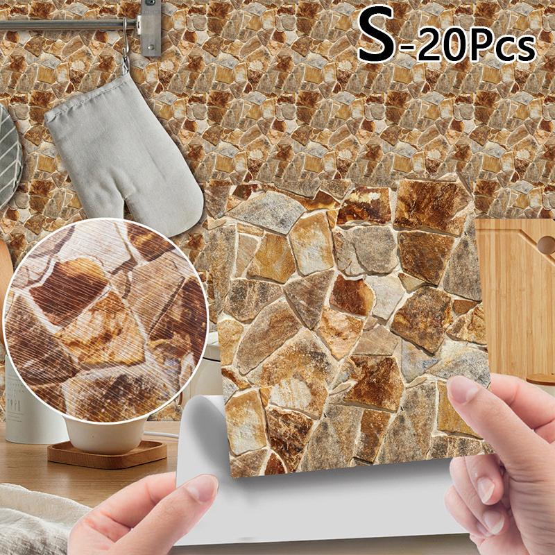 20db 10*10cm fali matrica tapéta PVC öntapadós fa erezetű kerámia csempe Lakásdekoráció