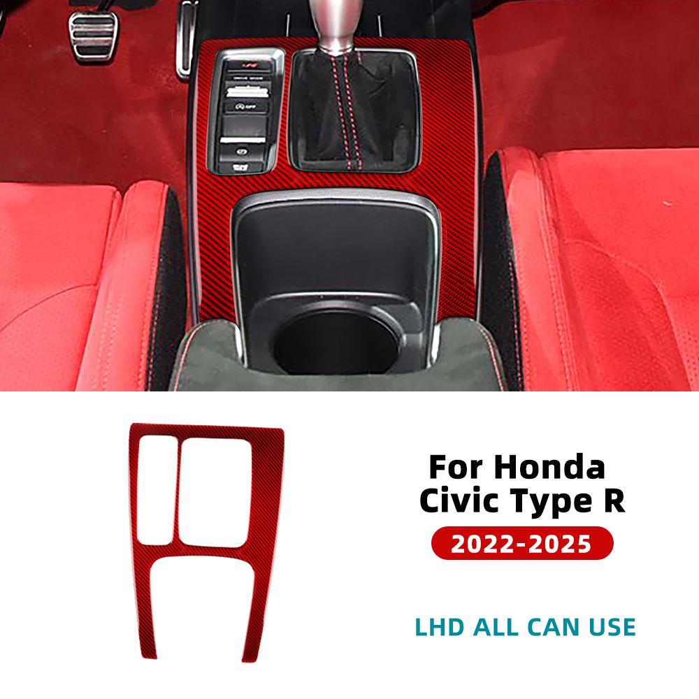 Für Honda Civic Type R 11. FL5 2024 2025 Echter weicher Kohlefaser-Aufkleber LHD RHD Auto-Schaltknauf-Panel Innenverkleidung