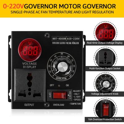 AC 220V 4000W Kompaktowy Regulator Napięcia Zmiennego Regulator Napięcia Zmienna Prędkość Temperatura Światło Regulacja Napięcia Ściemniacz