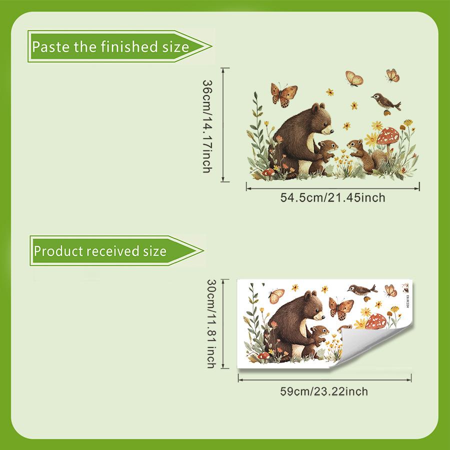 

Детские самоклеящиеся декоративные наклейки для спальни с тематикой леса, с изображением медведя и белки 30*60cm