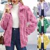JPNTKY Women's Vintage Casual Solid Color Print Autumn Winter Long Sleeve Jackets & Coats Unique Design