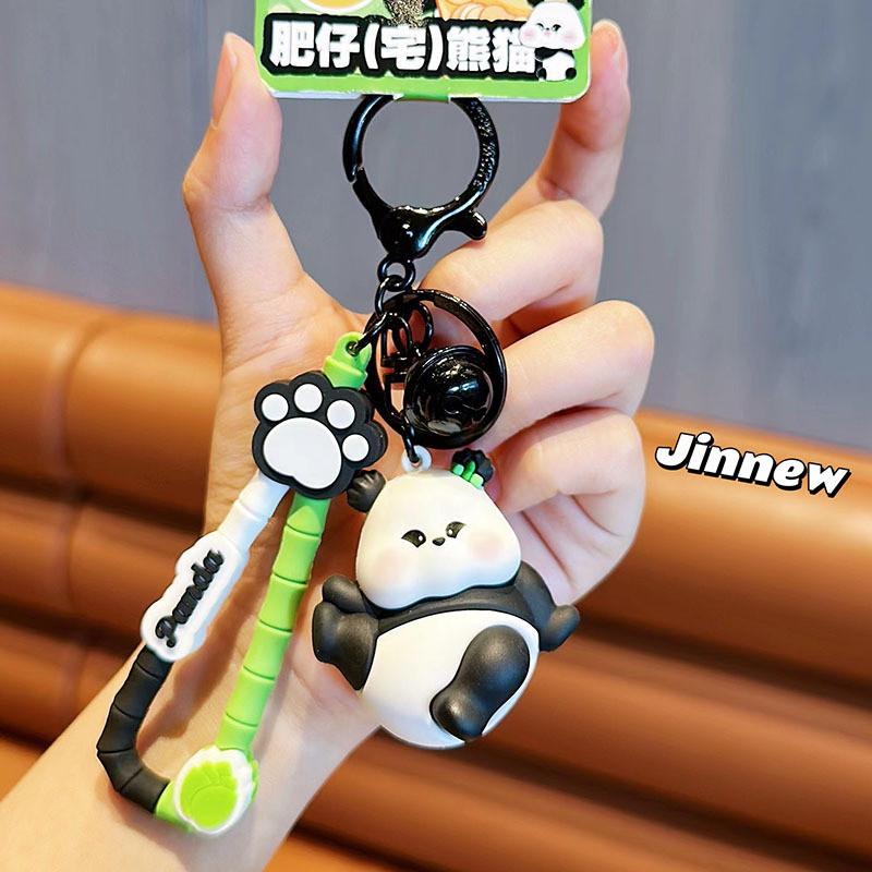 Delightful Cartoon Panda Plush Keyring Colorful Floral Designs For Key Accessories