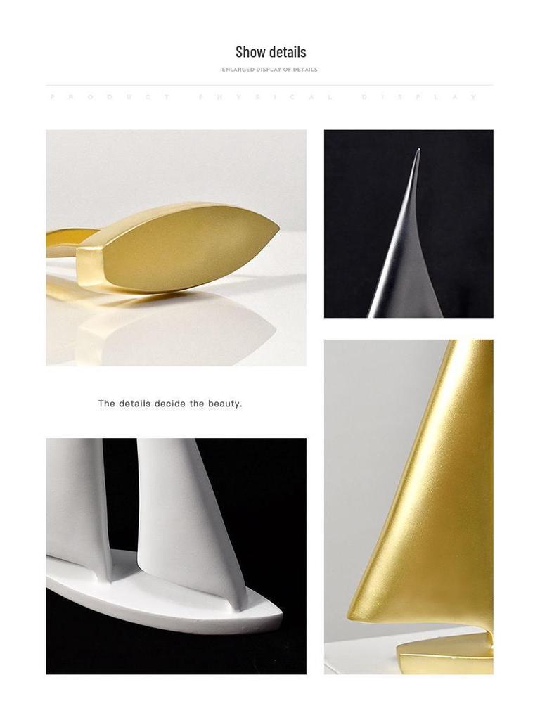 Sleek Minimalist Sailboat Resin Sculpture for Home and Office