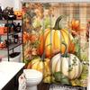 Halloween Harvest Thanksgiving maples pumpkin pattern Bathroom Shower Curtain With 12 Hooks bathroom decor and accessories