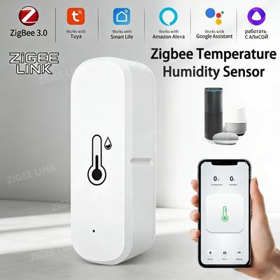 Tuya Zigbee Wireless Temperature And Humidity Sensor,Smart Humidity Detector,Remote Home Monitoring,Compatible with Alexa and Google Assistant