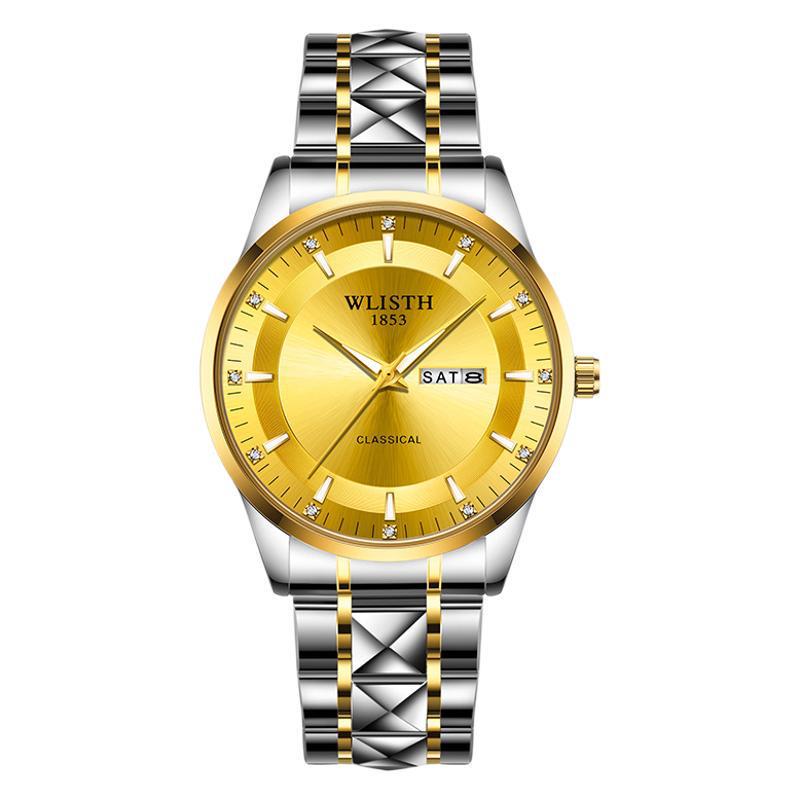 Men's Waterproof Business Casual Quartz Watch with Luminous Calendar & Skeleton Back