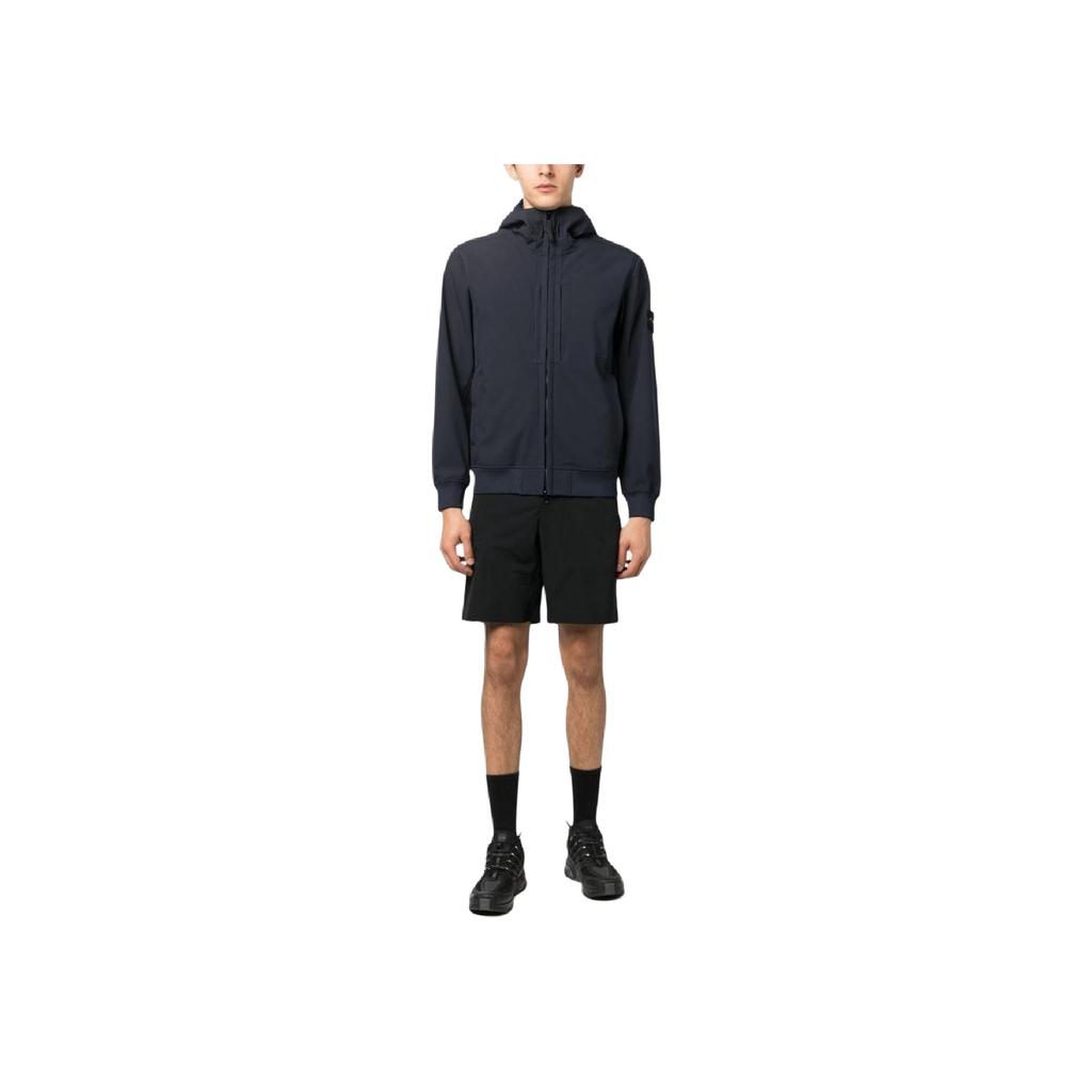 STONE ISLAND FW23 Soft Shell-R E.Dye® Winddicht Waterdicht Ademend Softshell Lange Mouwen Met Capuchon Rits Jas Heren Jas Marineblauw 7915Q0122-V0020