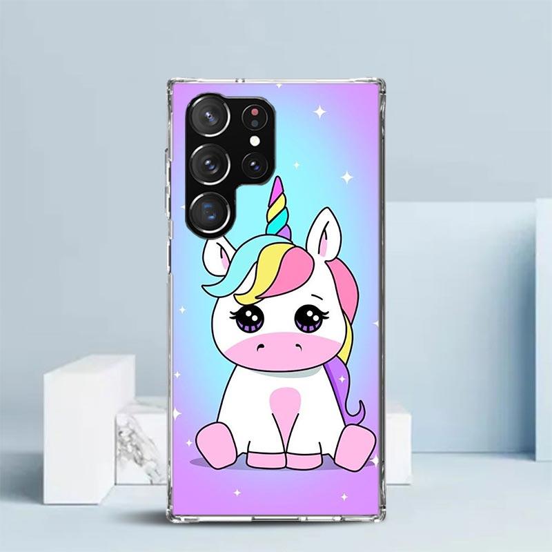 Rosa Einhorn Regenbogen Handyhülle Für Samsung Galaxy S24 S25 Edge S26 Ultra S22 S23 Plus S21 + S20 FE Weiche TPU Rückseite Galaxy S