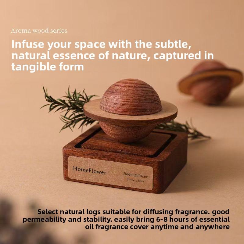 Black Walnut Small Planet Creative Diffuser Indoor Car Ornament Diffuser Handmade Wood Essential Oil Diffuser