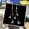 New Fashion Women Crystal Butterfly Drop Earrings Female Elegant Long Tassel Dangle Earrings 2020 Statement Party Jewelry Gift