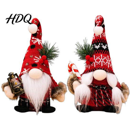 Handcrafted Holiday Table Accessory Christmas Plush Gnome Doll Knitted Hat Faceless Doll Ornament for Charming Corner Display Tabletop Decoration,
