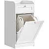 VASAGLE Mobile da Bagno con Cesto Biancheria, Mobiletto da Bagno con 1 Cassetto e 1 Cesto Biancheria, Cesto Biancheria Rimovibile con Manici