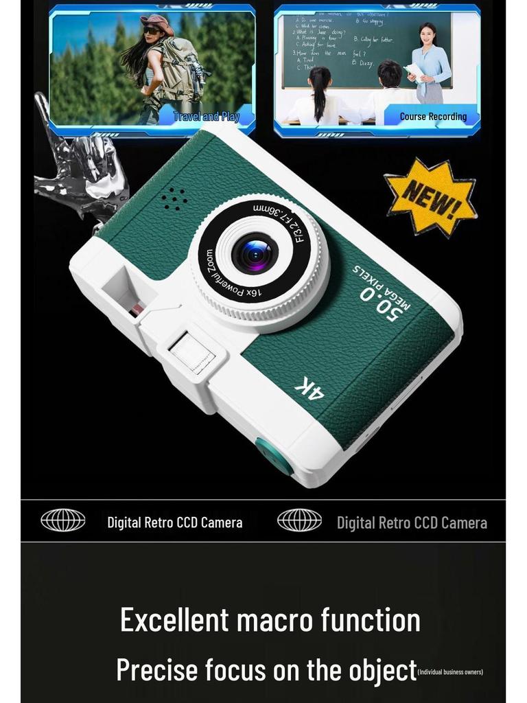 9800W Retro Digitalkamera mit Dual-Objektiv: HD-Foto & Video für Studenten