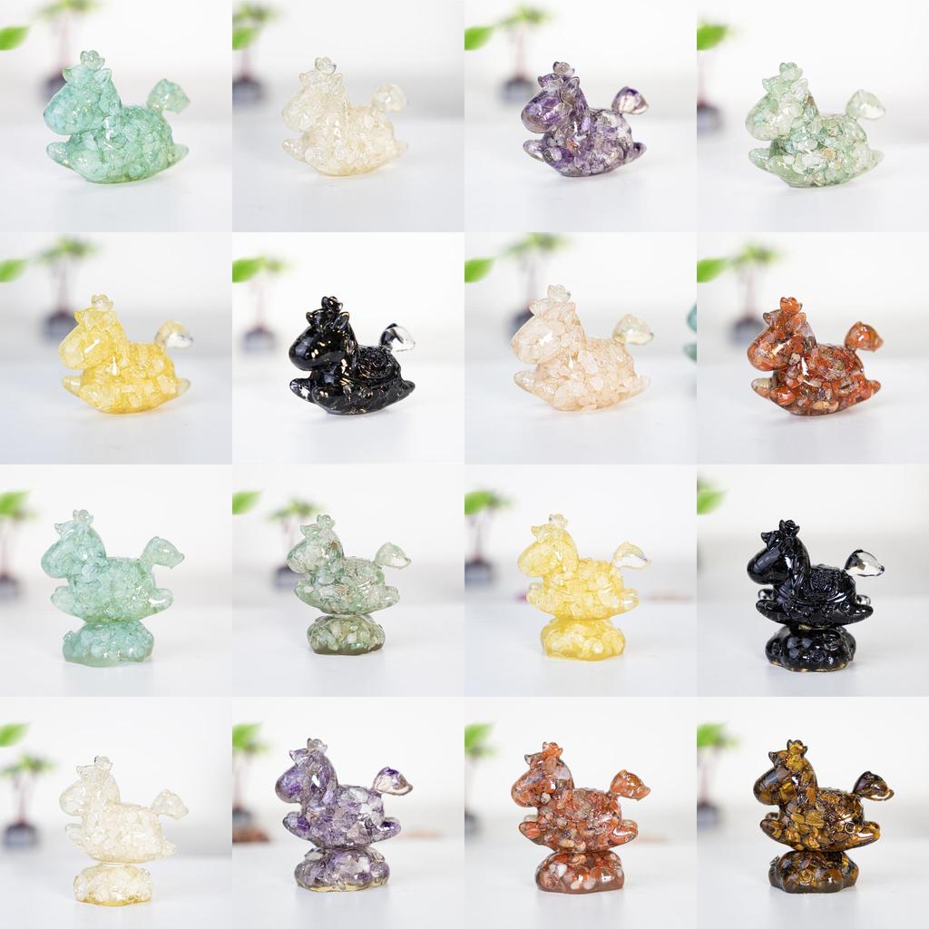 Resin Crystal Horses Desk Decor With Rotatable Animal Figurine For Gift Giving And Home Office