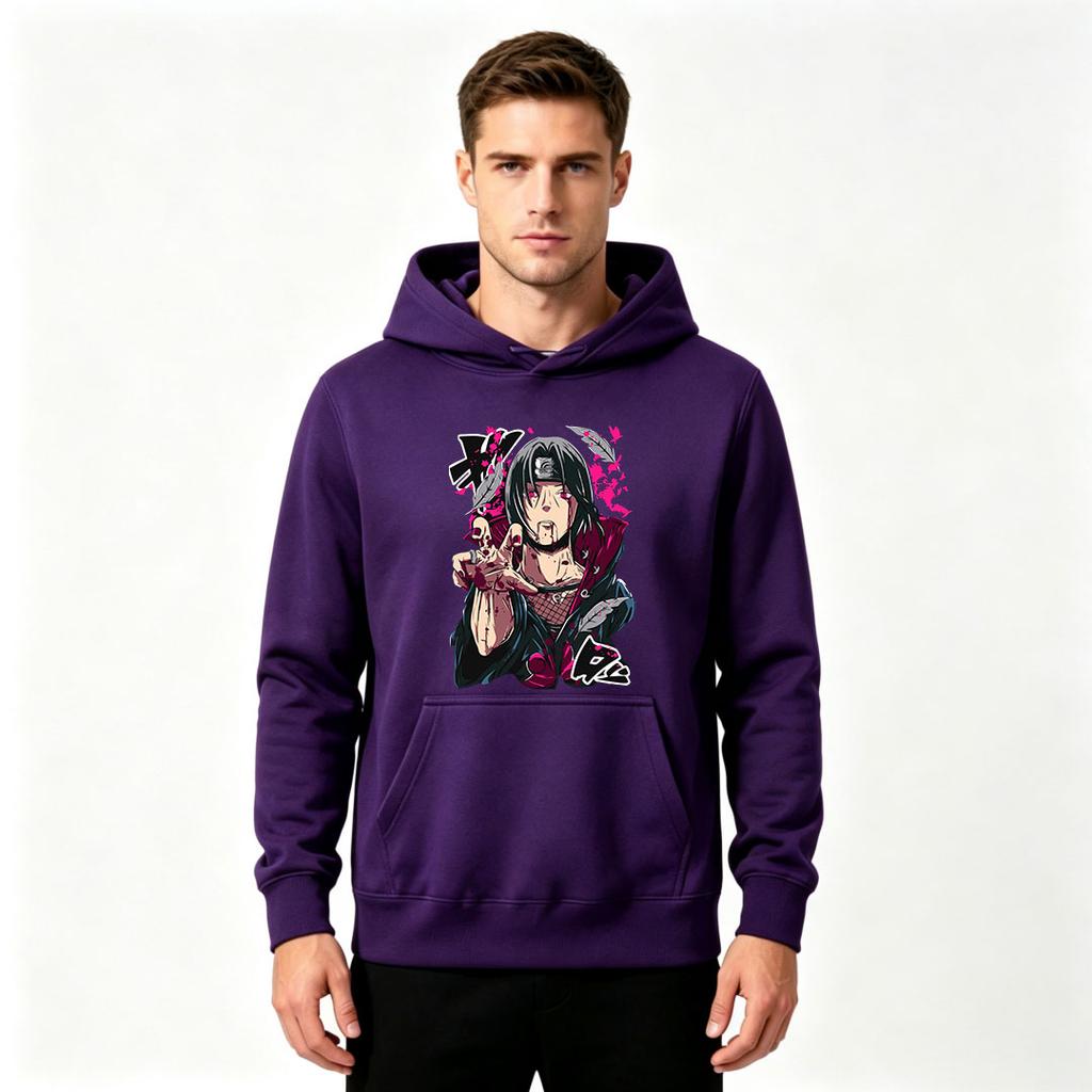 Men's Printed Pullover Hoodie Anime Character Graphic Casual Long Sleeve Sweatshirt