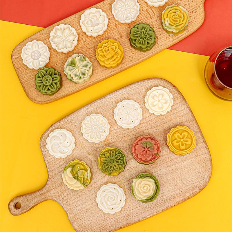 FAIS DU Mini Jelly Mooncake Mold Round Gift Cookie Stamps Hand Pressing Household Flower Fondant Mold Pastry Baking Accessories