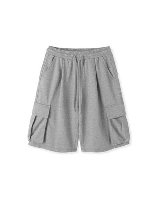 APOSTROPHE COMMA French Cargo Elastic Waist Wide Half Pants_Gray