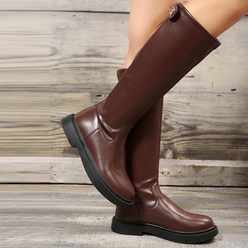 Autumn Winter Women Knee High Long Boot New Fashion Pu Leather Platform Shoes Knight Boots Back Zipper Ladies Long Botas Mujer