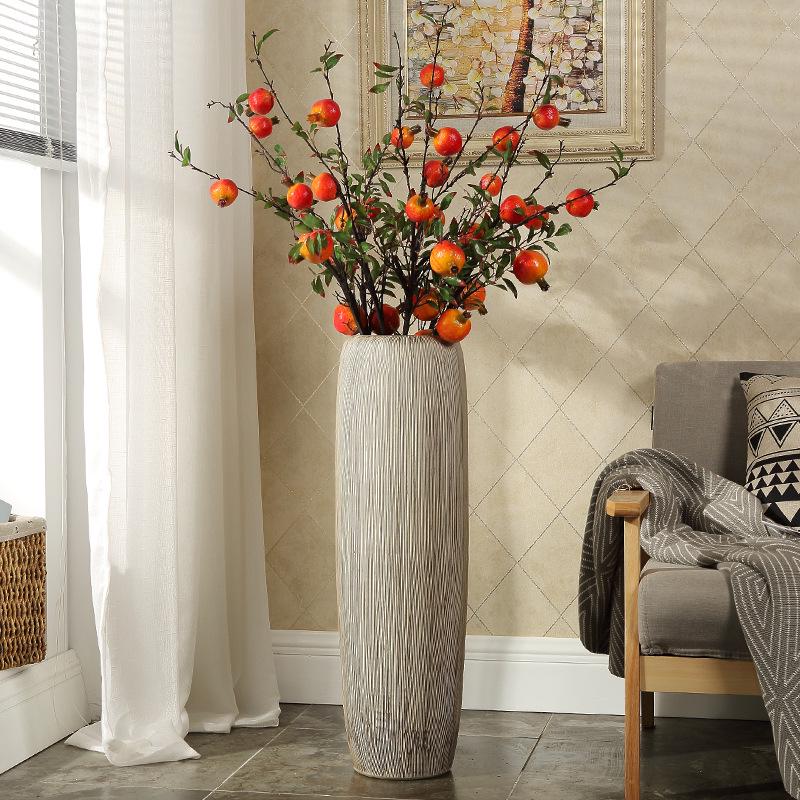 Jarrón de suelo de cerámica moderno europeo: Decoración Minimalista para Sala de Estar, Maceta de Cerámica para Flores, Adorno Grande