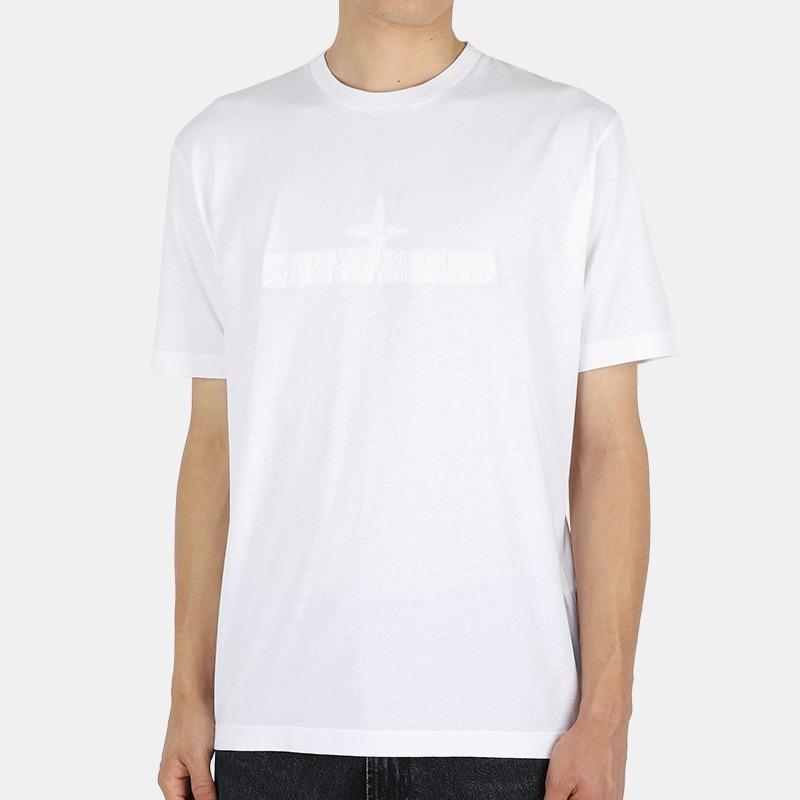 STONE ISLAND FW22 Cleanfit Plain Logo Embroidered Crew Neck Short Sleeve T-Shirt Men Tops White 771521560-V0001